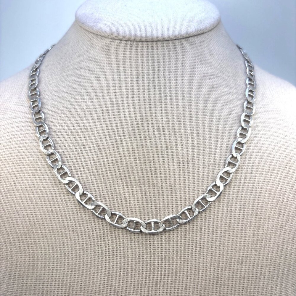 Sterling Silver 925 Mariner Link Chain Necklace Lobster Clasp 24.5" Length